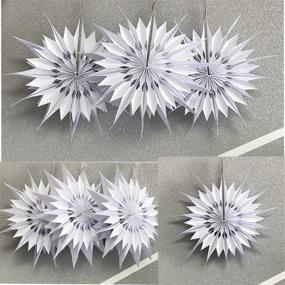 img 2 attached to 🎉 Pack of 3 White 10-Inch 3D Paper Flower Fans Decorations - Ideal for Party Wedding, Valentines Day, Bridal Shower, Birthday, Home Decor - Hanging Hollow Fan Wall Backdrop Ceiling Decoration (Style-2)