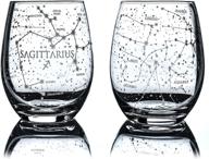 🏹 hand etched sagittarius stemless wine glasses set, greenline goods zodiac collection - 15 oz astrology sign glassware (set of 2) logo