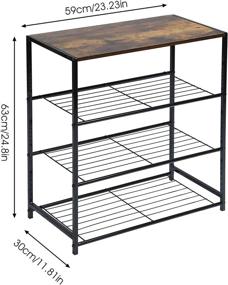 img 2 attached to 👞 JEROAL 4 Tier Shoe Rack and Storage Organizer with Wood Surface for Bags, Rustic Brown - Entryway Shoe Shelf and Stand