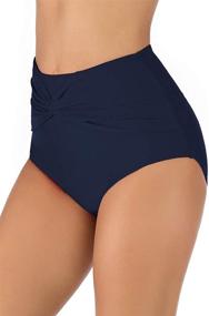 img 1 attached to 👙 Micosuza Women's High Waisted Swim Bottoms with Twist Front - Full Coverage Bikini Bottoms Swim Briefs