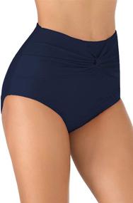 img 3 attached to 👙 Micosuza Women's High Waisted Swim Bottoms with Twist Front - Full Coverage Bikini Bottoms Swim Briefs