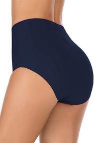 img 2 attached to 👙 Micosuza Women's High Waisted Swim Bottoms with Twist Front - Full Coverage Bikini Bottoms Swim Briefs