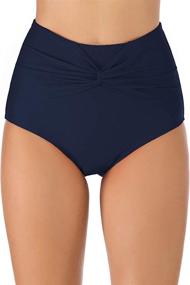 img 4 attached to 👙 Micosuza Women's High Waisted Swim Bottoms with Twist Front - Full Coverage Bikini Bottoms Swim Briefs