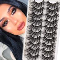 👁️ veleasha pack 22mm faux mink eyelashes - long dramatic look, cross cat eye style (10 pairs, 6d60) logo