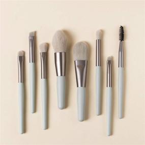 img 1 attached to 💄 8PCS Travel Makeup Brushes Set with Case - Mini Size Cosmetic Brush Kit for Face Foundation, Blush, Eye Shadow Makeup - Synthetic Bristle, Wooden Handle (Light Green)