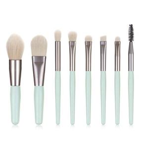 img 3 attached to 💄 8PCS Travel Makeup Brushes Set with Case - Mini Size Cosmetic Brush Kit for Face Foundation, Blush, Eye Shadow Makeup - Synthetic Bristle, Wooden Handle (Light Green)