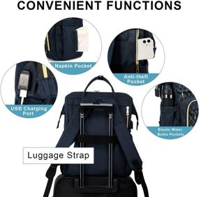 img 2 attached to Stylish Laptop Backpack for Women: Navy Embroidered Work Bag for Teachers, College Students & Business Professionals