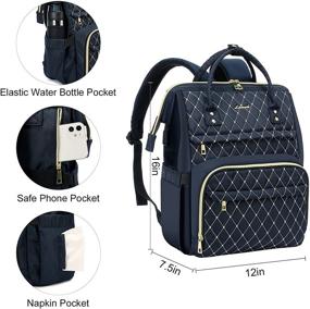 img 1 attached to Stylish Laptop Backpack for Women: Navy Embroidered Work Bag for Teachers, College Students & Business Professionals