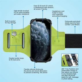 img 1 attached to 📱 VUP Running Phone Holder - 360 Rotatable Arm Bands for Cell Phone, Fit 4-6.5&#34; Phones - iPhone Xs Max XR X 8 7 6 6S Plus Samsung Galaxy S9+ S9 S8 S7 S6 Edge Note 8 - Detachable - Green