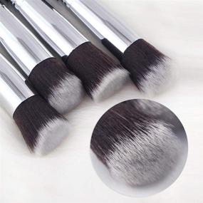 img 1 attached to Versatile Mini Makeup Brushes Set - 10pcs Soft Nylon Bristles for Travel Bliss: Blush, Face Powder, Eye Shadow & More - Black Silver Cosmetic Brush Kit