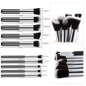 img 3 attached to Versatile Mini Makeup Brushes Set - 10pcs Soft Nylon Bristles for Travel Bliss: Blush, Face Powder, Eye Shadow & More - Black Silver Cosmetic Brush Kit