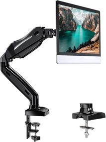 img 4 attached to 💻 HUANUO Single Monitor Mount: Adjustable Articulating Gas Spring Arm for 17-27 Inch LCD Monitors, Clamp and Grommet Mounting - Supports 4.4-14.3lbs