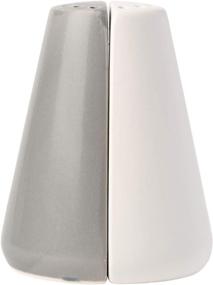 img 4 attached to 🧂 Contemporary Ceramic Salt & Pepper Shakers - Chip-free Modern Mill Set for Kitchen Decor - Easy Refill, White & Grey Set