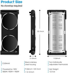 img 2 attached to 🔥 Cusimax 1800W Portable Electric Stove - Infrared Double Burner with Rapid Heat-up, 7 Inch Ceramic Glass Cooktop for Dorm, Office, Home, Camp - Compatible with All Cookware - Upgraded Version