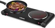 🔥 cusimax 1800w portable electric stove - infrared double burner with rapid heat-up, 7 inch ceramic glass cooktop for dorm, office, home, camp - compatible with all cookware - upgraded version логотип