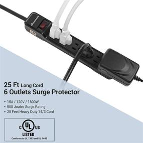 img 3 attached to ⚡️ DEWENWILS 25FT Power Strip Surge Protector: 6-Outlet Strips, Low Profile Flat Plug, UL Listed