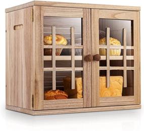 img 4 attached to bingaai Bread Box: 2-Layer Large Paulownia Wood Bread Container with Removable Breadboard – Premium Farmhouse Bread Box for Kitchen Countertop