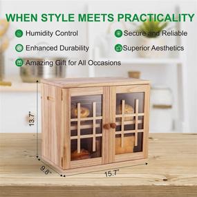 img 1 attached to bingaai Bread Box: 2-Layer Large Paulownia Wood Bread Container with Removable Breadboard – Premium Farmhouse Bread Box for Kitchen Countertop