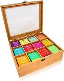 img 2 attached to 🍵 Organic Bamboo Tea Bag Organizer Box - Drawer Storage with 12 Compartments