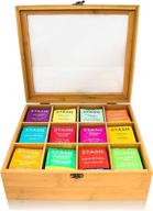 🍵 organic bamboo tea bag organizer box - drawer storage with 12 compartments logo