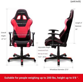 img 2 attached to 🎮 DXRacer Racing Style PC Gaming Chair - Height Adjustable Recliner with Ergonomic Head Pillow and Lumbar Support, Formula Series - Standard Size, Black & Red