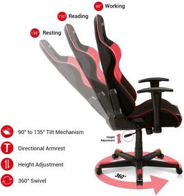 img 1 attached to 🎮 DXRacer Racing Style PC Gaming Chair - Height Adjustable Recliner with Ergonomic Head Pillow and Lumbar Support, Formula Series - Standard Size, Black & Red