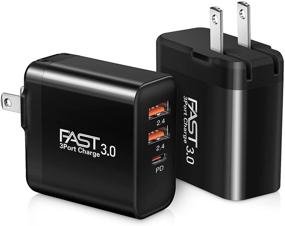 img 4 attached to High-Speed USB C Charger, iSeekerKit 2Pack 30W Wall Charger [18W PD 3.0 Type C+5V/2.4A Adaptive USB Adapter] Rapid Charging Block for iPhone 12 Mini Pro Max/11 Pro Max/XS/XR/X/8,Samsung Galaxy-Black