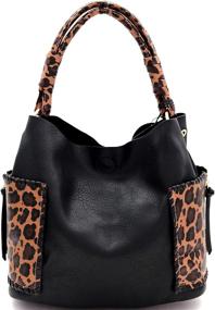 img 3 attached to 👜 Stylish Whipstitched Pocket Leather Crossbody Bag with Leopard Print - Women's Handbags & Wallets