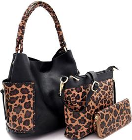 img 4 attached to 👜 Stylish Whipstitched Pocket Leather Crossbody Bag with Leopard Print - Women's Handbags & Wallets