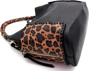 img 2 attached to 👜 Stylish Whipstitched Pocket Leather Crossbody Bag with Leopard Print - Women's Handbags & Wallets