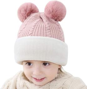 img 3 attached to Winter Knitted Earflap Bear Pink Boys' Accessories and Hats & Caps by Kacota