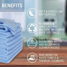 img 3 attached to 🧽 VibraWipe 8-Pack Microfiber Cleaning Cloth – Large 14.2"x14.2" Size, Traps Dust, Dirt & Pet Dander, Absorb 5X Their Weight in Liquid. Machine Washable, Reusable, Lint-Free