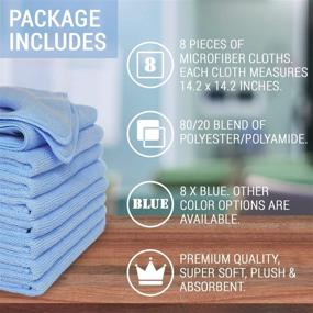 img 2 attached to 🧽 VibraWipe 8-Pack Microfiber Cleaning Cloth – Large 14.2"x14.2" Size, Traps Dust, Dirt & Pet Dander, Absorb 5X Their Weight in Liquid. Machine Washable, Reusable, Lint-Free