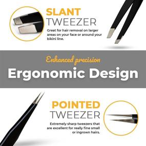 img 1 attached to Slant Tweezers by The Razor Bump Co. - Precision Stainless Steel Surgical Grade Tweezers 🔪 for Women and Men - Professional Tool for Facial, Ingrown Hair, Eyelash and Eyebrow Trimming (Black)