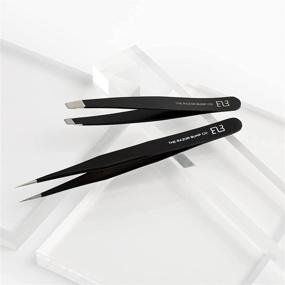 img 3 attached to Slant Tweezers by The Razor Bump Co. - Precision Stainless Steel Surgical Grade Tweezers 🔪 for Women and Men - Professional Tool for Facial, Ingrown Hair, Eyelash and Eyebrow Trimming (Black)