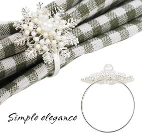 img 2 attached to 🎄 Set of 8 Christmas Napkin Rings: Snowflake Design with White Pearls - Ideal for Thanksgiving, Valentine's, New Year, Wedding Banquet, Party - Includes Gift Box