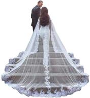👰 exquisite kelaixiang women veil cape: elegant tulle lace applique, 3m to 4m long, ideal for wedding capes, bridal wraps, and shawls logo