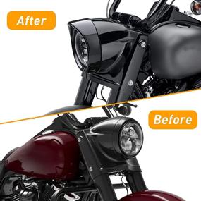 img 1 attached to 🏍️ NTHREEAUTO Глянцевое черное заголовочное кольцо для фары для Harley Road King Electra Glide Softail Touring - Декоративный аксессуар для мотоциклетной фары.