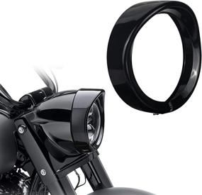 img 4 attached to 🏍️ NTHREEAUTO Глянцевое черное заголовочное кольцо для фары для Harley Road King Electra Glide Softail Touring - Декоративный аксессуар для мотоциклетной фары.