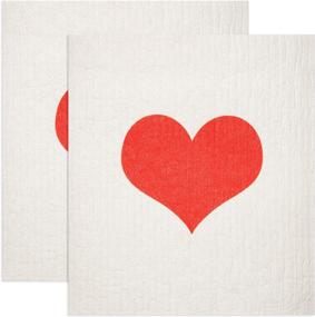 img 4 attached to 🧽 GMIcréatifs Swedish Dishcloths (2-Pack) - Heart ONE Love Print - Eco-Friendly, Reusable Kitchen Cleaning Cloth - Machine Washable - Size: 7.87" x 6.88