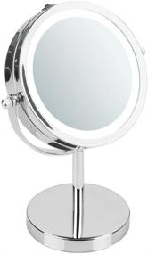 img 3 attached to 💡 Chrome Lighted Free Standing Bathroom Makeup Mirror for Vanity Countertops - 10&#34; Inch, iDesign