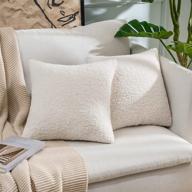 🎄 miulee christmas pack of 2 decorative luxury cream white faux fur throw pillow covers - super soft wool cushion cases for sofa bedroom living room - 18x18 inch (45x45 cm) логотип