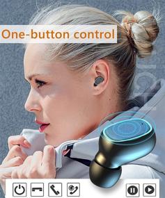 img 1 attached to Одиночный наушник Mini Bluetooth Невидимый беспроводной наушник-приставка Bluetooth гарнитура с микрофоном 6 часов времени воспроизведения Магнитная зарядка Водонепроницаемый мононаушник для мобильных телефонов и планшетов (C-Touch)