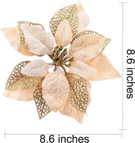 img 2 attached to 🌼 LEVOSHUA Glitter Poinsettia Christmas Ornaments - Set of 12 Yellow Poinsettia Flowers with Stems for Tree Decoration, Wreaths, Garlands, and Centerpieces