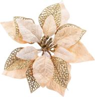 🌼 levoshua glitter poinsettia christmas ornaments - set of 12 yellow poinsettia flowers with stems for tree decoration, wreaths, garlands, and centerpieces logo