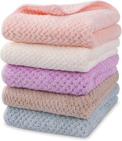 img 4 attached to 🧺 Onlup Hanging Loop Hand Towel Set of 5 - Super Absorbent Soft Towels for Kitchen and Kids, Machine Washable and Fast Drying, 30cmX30cm