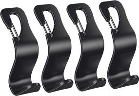 img 4 attached to 🚗 Organize Your Car with EldHus 4-Pack Car Vehicle Back Seat Headrest Hooks Hanger Storage for Purse Groceries Bag Handbag, Black