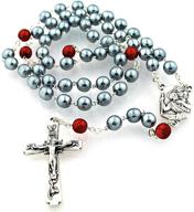 authentic italian saint christopher rosary: vibrant red and silver beads for powerful devotion logo