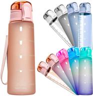 💧 32oz time marker motivational water bottle - leakproof bpa free tritan water jug with upgraded dual-lock cap - water tracker bottles with no peeling logo