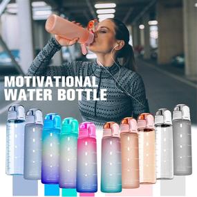 img 3 attached to 💧 32oz Time Marker Motivational Water Bottle - Leakproof BPA Free Tritan Water Jug with Upgraded Dual-Lock Cap - Water Tracker Bottles with No Peeling